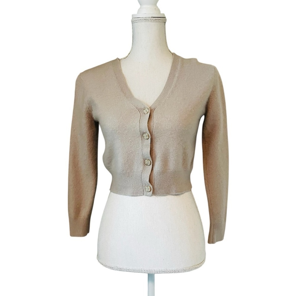 Babaton Tan Cashmere Women's Cropped Cardigan Size Small
